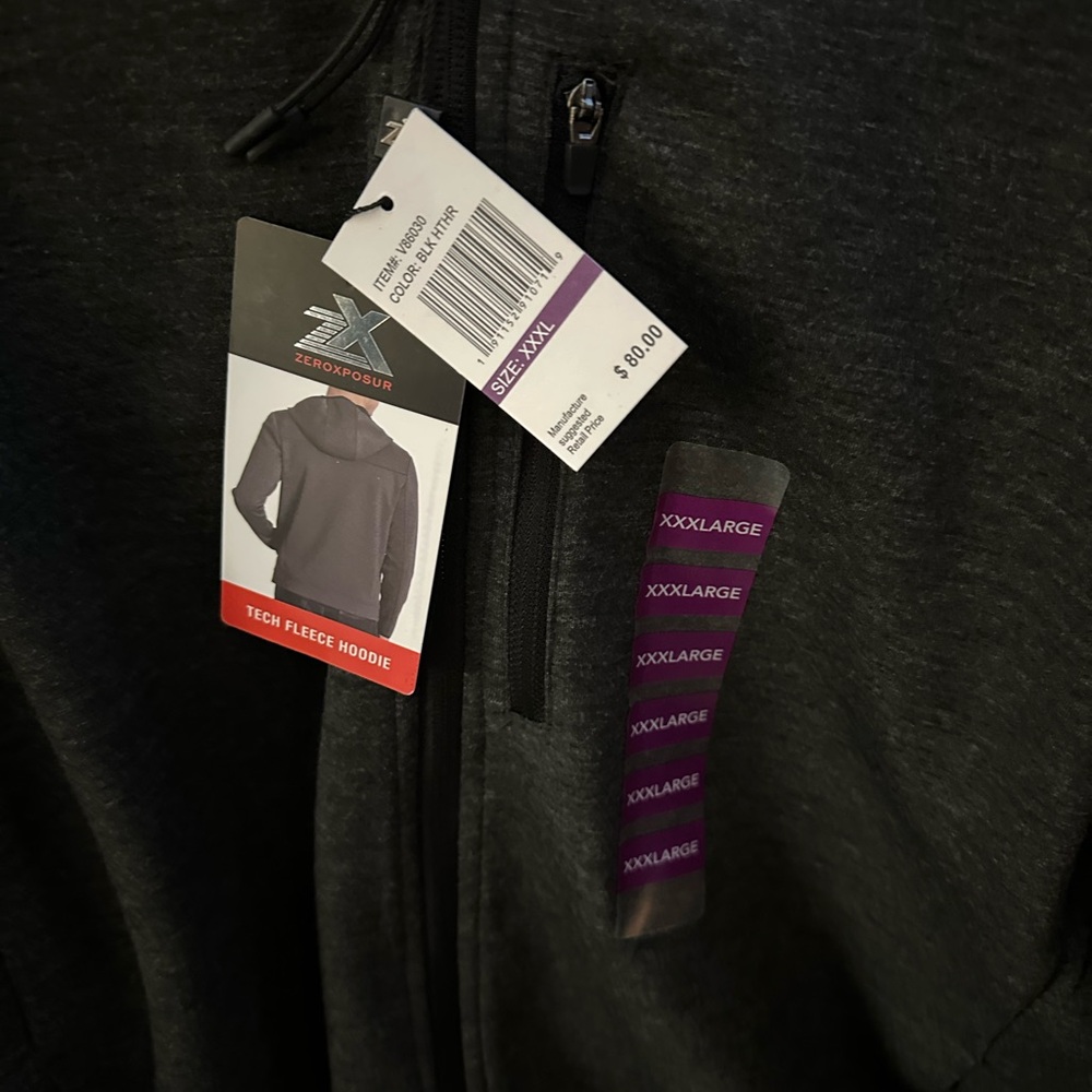 Black Tech Fleece Hoodie 3x NEW